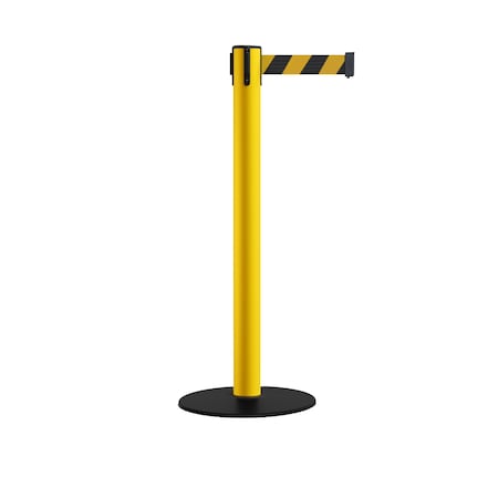Montour Line Retr. Belt Stanchion, Low Base, 3in YLW Post  16' Blk/Ye Belt S660-YW-BYD-160
